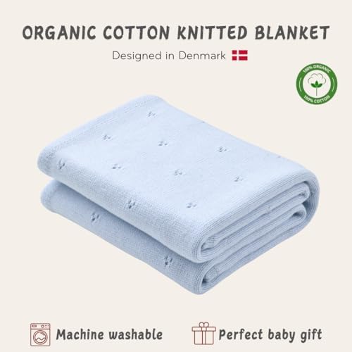 Receiving Blankets, 100% Organic Cotton Knit, Newborn Baby Swaddle | - Image 3