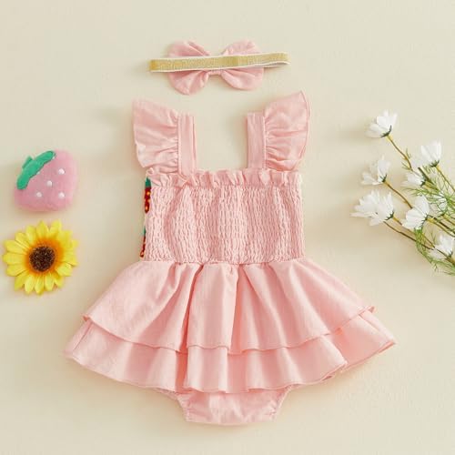 Newborn Baby Girls Summer Clothes Ruffle Sleeveless Pleated Smocked Bubble - Image 6