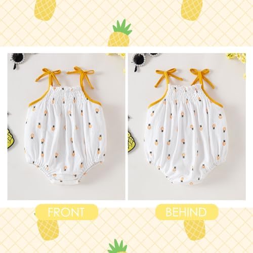 ROMPERINBOX Baby Girl Bodysuit Cotton Spaghetti Strap Sleeveless Onsies Summer - Image 3