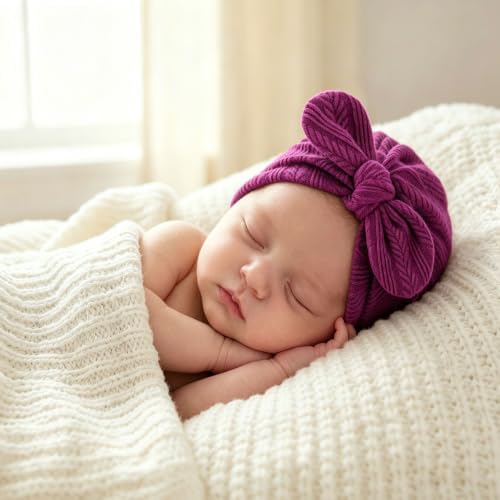 DRESHOW BQUBO Newborn Baby Bow Knot Turban Hat Hospital Hat Baby Infant Beanie - Image 2