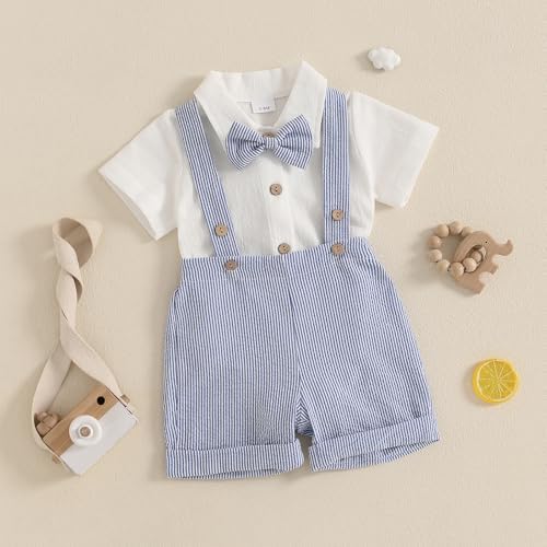 PUHHAPIEY Baby Boy Gentleman Wedding Outfit Dress Romper Suspender Pants | 0 3 - Image 2