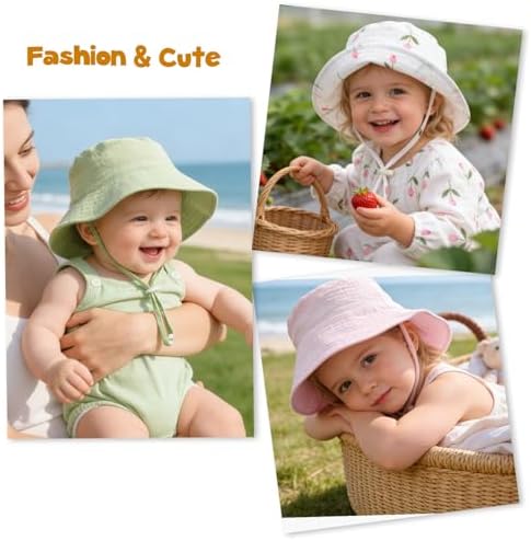 Baby Sun Hat Infant Toddler Summer Cotton Yarn Beach Bucket Hat - Image 7