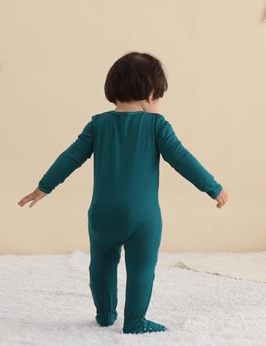 Long Sleeve Baby Bamboo Rayon Romper Infant One-Piece Double Zipper Footies | - Image 5