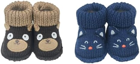 2 pairs Cute Knit Animal Baby Booties by Unknown
