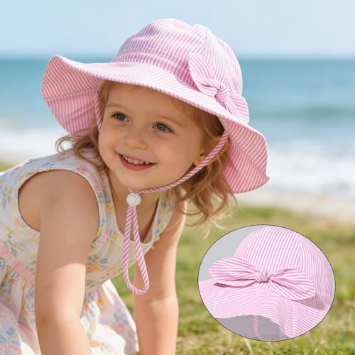 Baby Girl Sun Hat Kids Summer Beach Wide Brim Hats Toddler Bucket Hat - Image 3