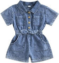 Baby Girl Denim Outfit Button Romper Jean Jumpsuit Shorts Overalls Toddler by Emmababy