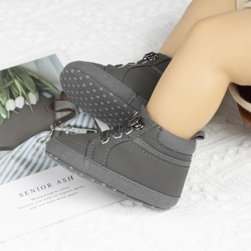 Meckior Toddler Baby Boys Girls High Tops Ankle Sneakers Soft Anti-Slip Sole PU - Image 2