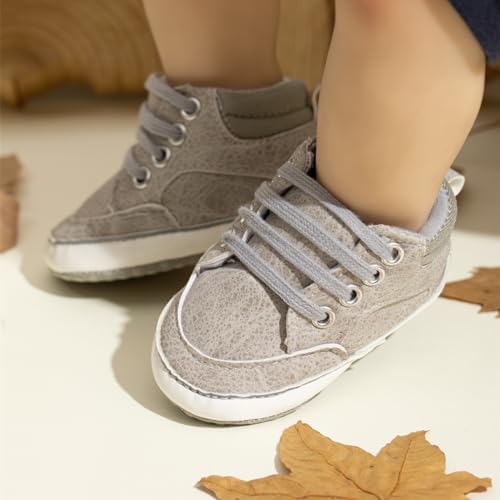 Meckior Toddler Baby Boys Girls High Tops Ankle Sneakers Soft Anti-Slip Sole PU - Image 2
