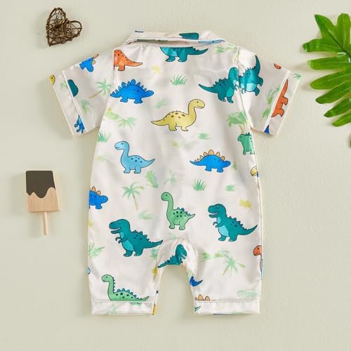 Kuriozud Baby Girl Boy Romper Pajamas Onesie Short Sleeve Button Down Pjs - Image 5