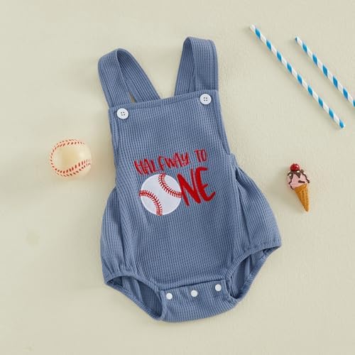 Honganda Baby Boy 1/2 Birthday Outfit Half Way to One Cake Smash Romper - Image 5