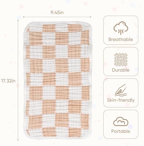 Muslin Burp Cloths 20"x10" Baby Burp Cloths 5-Pack - Image 3