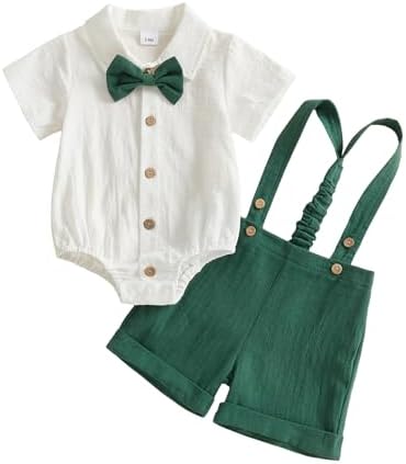 PUHHAPIEY Baby Boy Gentleman Wedding Outfit Dress Romper Suspender Pants | 0 3 by PUHHAPIEY