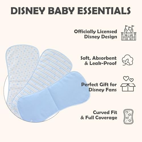 Disney Baby Burp Cloths 3-Pack – Mickey Mouse and Minnie Mouse Soft Absorbent - Image 3