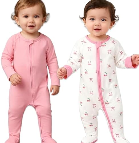 Aablexema Baby Rayon of Bamboo Footed Pajamas Zipper - Image 2