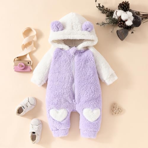 Newborn Baby Boy Girl Bear Outfits Bear Fleece Suit Zipper Hooded Romper - Image 7