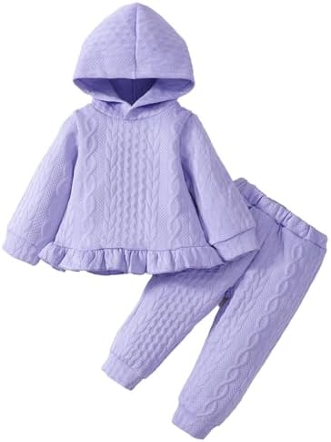 Mioglrie Baby Toddler Girl Clothes Infant Fall Winter Hoodie Solid Outfits by Mioglrie