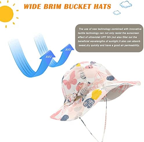 Baby Girl Sun Hat Infant Summer Beach Hat Toddler Bucket Hat UPF 50+ - Image 3