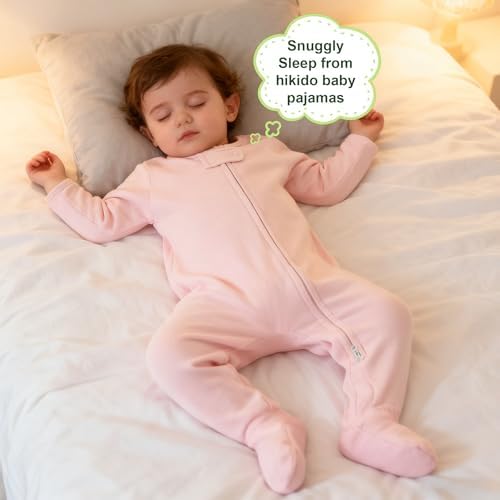 Hikido Baby Romper 100% Organic Cotton Pajamas One Piece Long Sleeve Zipper - Image 4