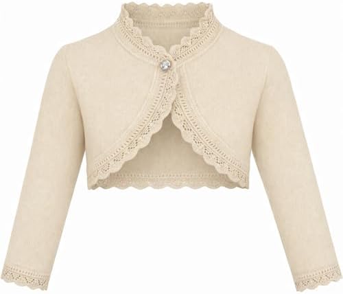 Lilax Little Girls' Knit Long Sleeve Button Closure Bolero Cardigan Shrug by Lilax