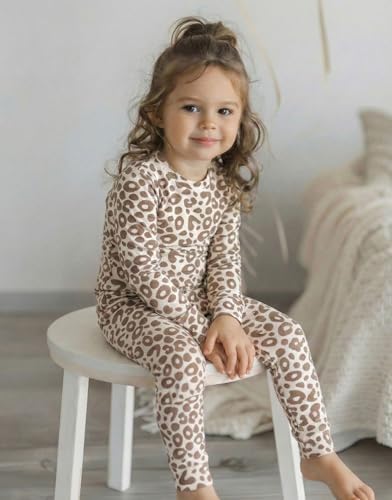 moimoln Cotton Modal Baby Toddler Pajamas Check Solid Leopard 6M-8Y - Image 2
