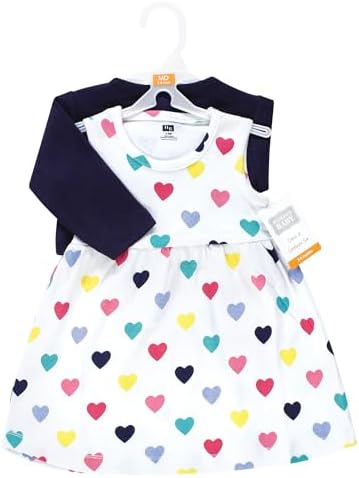 Hudson Baby Infant and Toddler Girls Cotton Dress and Cardigan Set - Image 2