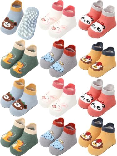 Aroveea Toddler Socks Non Slip Grip Ankle Baby 12 Pack by Aroveea