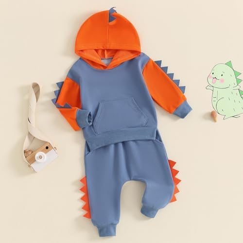 Infant Baby Boy Fall Winter Clothes Outfit Hooded Long Sweatshirt Pant Set - Image 3