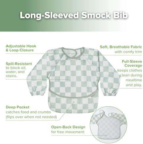 haakaa Long Sleeve Baby Bib, Waterproof & Adjustable Baby Smock Bib - Image 5