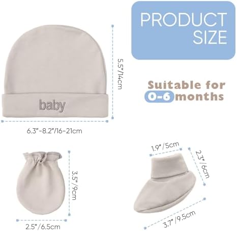 BQUBO Newborn Baby Hat Mittens Socks Set Infant Cotton Beanie Gloves Thick Warm - Image 4