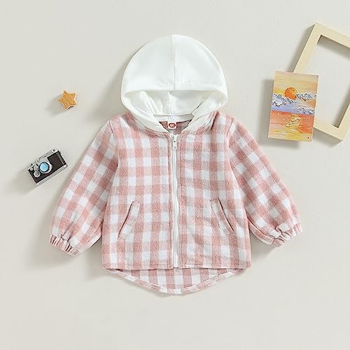 Douhoow Toddler Baby Plaid Jacket Baby Boy GIrl Flannel Hoodies Zip Up Hooded - Image 3