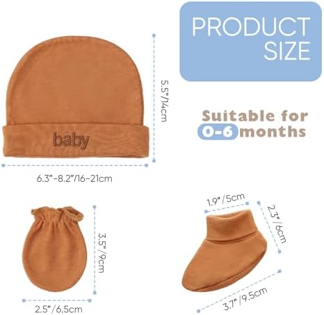 BQUBO Newborn Baby Hat Mittens Socks Set Infant Cotton Beanie Gloves Thick Warm - Image 4