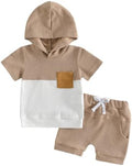 Toddler Baby Boy Hooded Dinosaur Summer Outfit Funny T-Shirt Shorts Set by LIOMENGZI