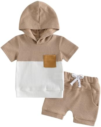 Toddler Baby Boy Hooded Dinosaur Summer Outfit Funny T-Shirt Shorts Set by LIOMENGZI