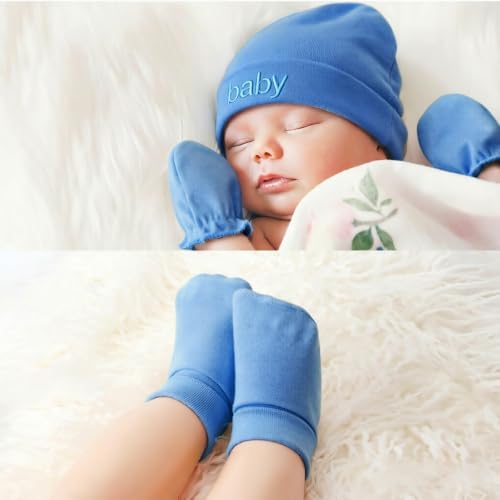 BQUBO Newborn Baby Hat Mittens Socks Set Infant Cotton Beanie Gloves Thick Warm - Image 3