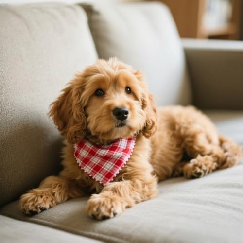 Double Layers Two Tones Dog Cotton Bandana Bibs Scarf DCB10 R&W - Image 6
