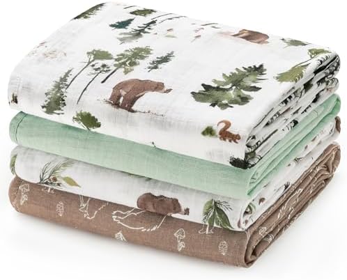david's kids 4 Pack Baby Muslin Swaddle Blankets, 100% Cotton and Ultra Soft by davidskids