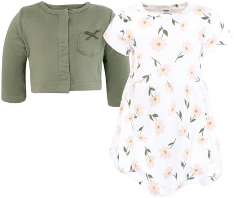 Hudson Baby Infant and Toddler Girls Cotton Dress and Cardigan Set - Image 3