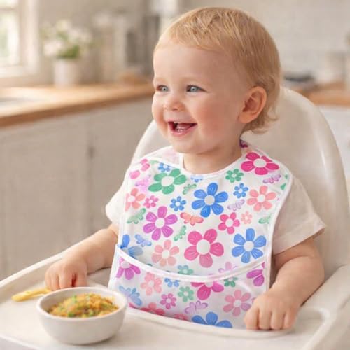 PandaEar 5 Pack Baby Bibs for Boys & Girls, Waterproof Adjustable Mealtime Bibs - Image 2