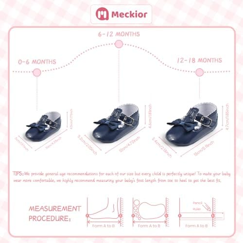Meckior Infant Baby Girls Soft Sole Bowknot Princess Wedding Dress Mary Jane - Image 6