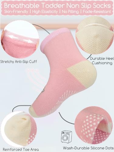 Aroveea Toddler Socks Non Slip Grip Ankle Baby 12 Pack - Image 6