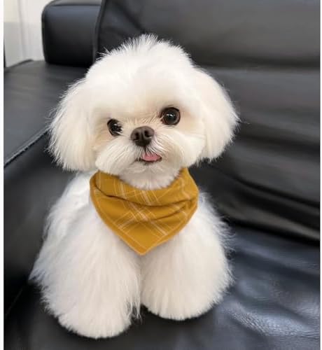 Double Layers Two Tones Dog Cotton Bandana Bibs Scarf DCB27 Y&W - Image 7