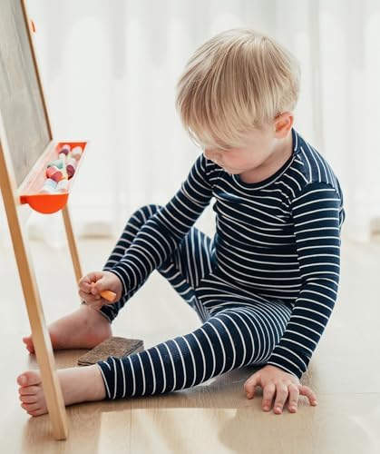 AVAUMA Stripe Pattern Baby Boys Girls Pajama Set Kids Toddler Snug fit Ribbed - Image 3