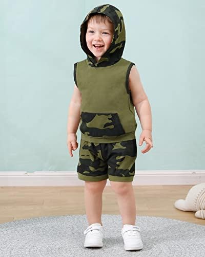 SANMIO Toddler Boy Clothes Summer Outfits Hoodie Tank Tops and Shorts Set - Image 3