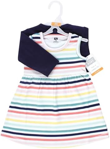 Hudson Baby Infant and Toddler Girls Cotton Dress and Cardigan Set - Image 2