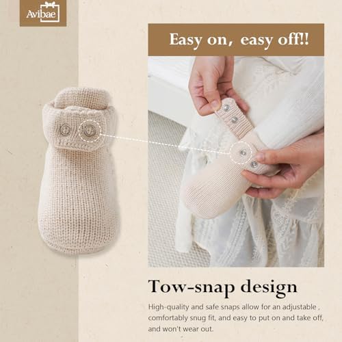 Avibae Baby Booties, Warm Infant Girl Boy Socks Bootie, Newborn Knit Shoes - Image 4