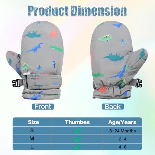 Toddler Mittens Lined Fleece Snow Gloves - Image 4
