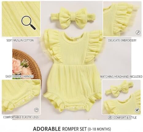 TITKKOP Ruffle Bubble Romper for Baby Girl | One-Piece Shorts Jumpsuit | Summer - Image 6