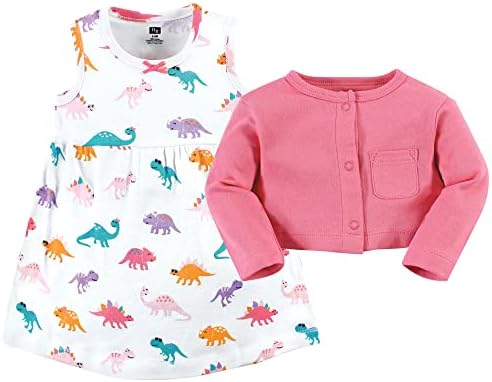 Hudson Baby Infant and Toddler Girls Cotton Dress and Cardigan Set - Image 3