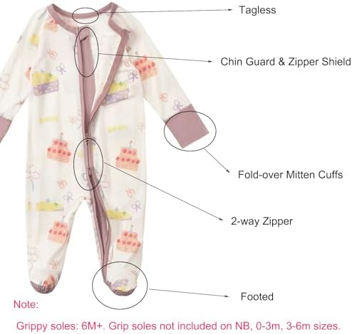 Aablexema Baby Rayon of Bamboo Footed Pajamas Zipper - Image 3