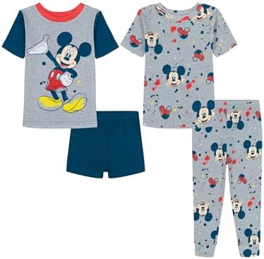 Disney Boys' 4-Piece Snug-fit Cotton Matching Comfortable Pajama Set, Soft & by Disney
